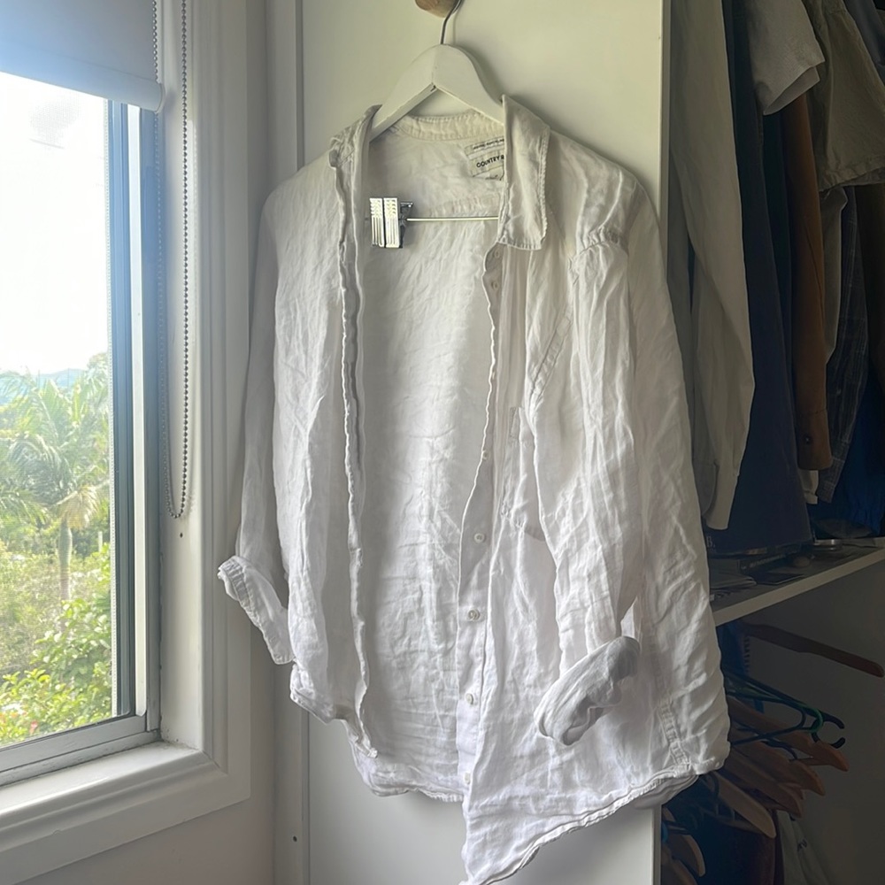 White linen organic shirt - Picture 1 of 2